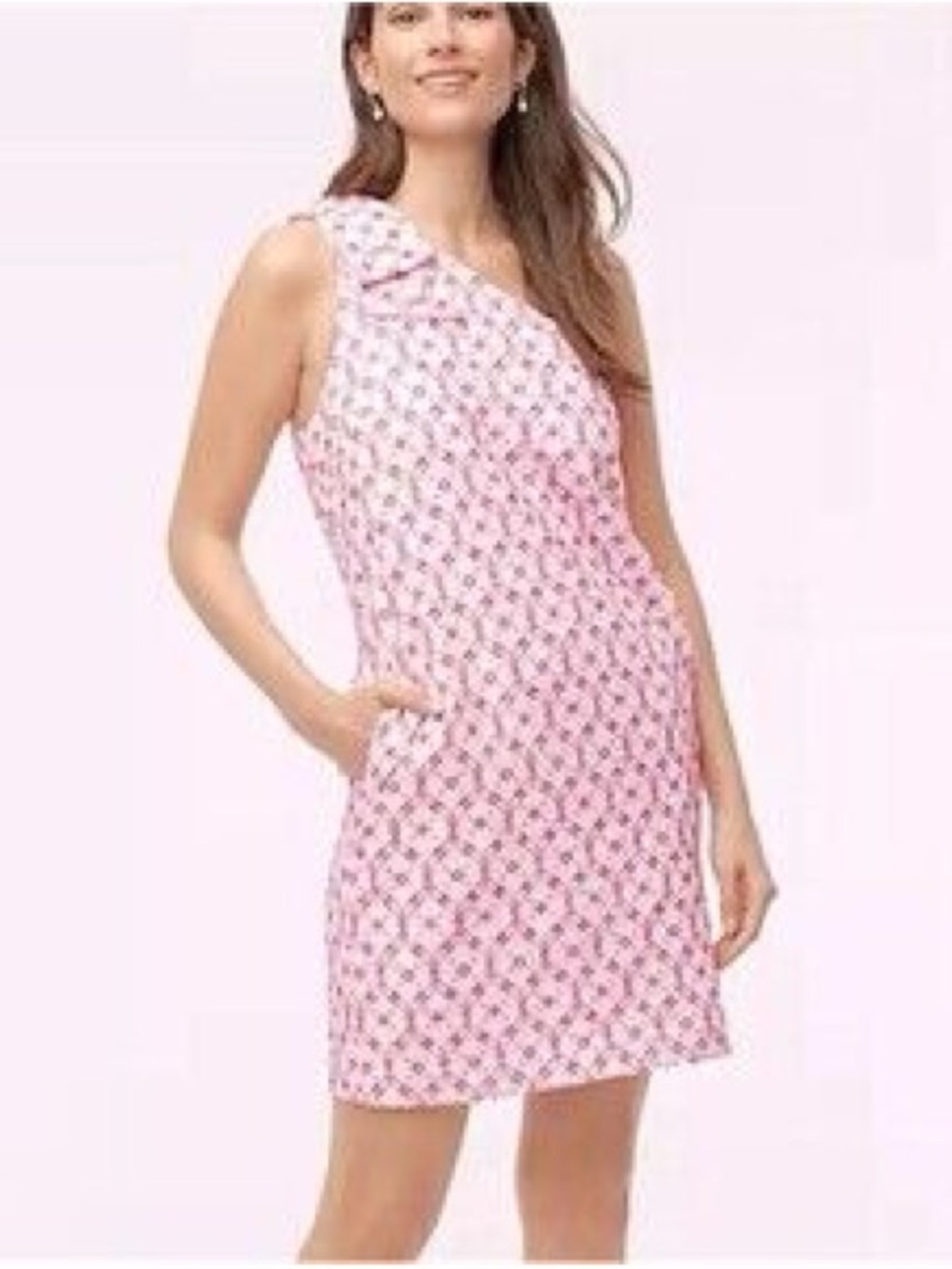 J. Crew Pink One-Shoulder Eyelet Dress NWT Size 10 Pockets 100% Cotton